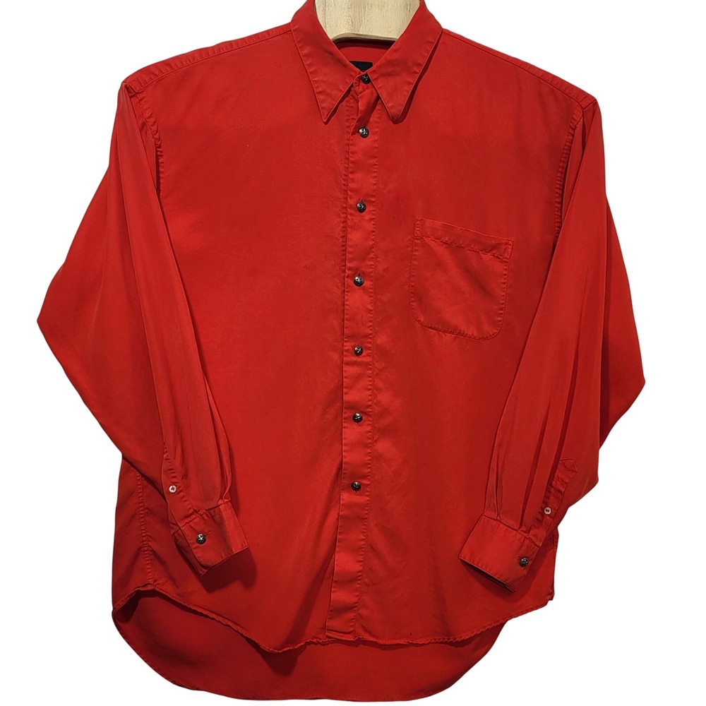 Acorn by Bob Goldfeder Mens Red Shirt Star Buttons Made in Italy Viscose XXL